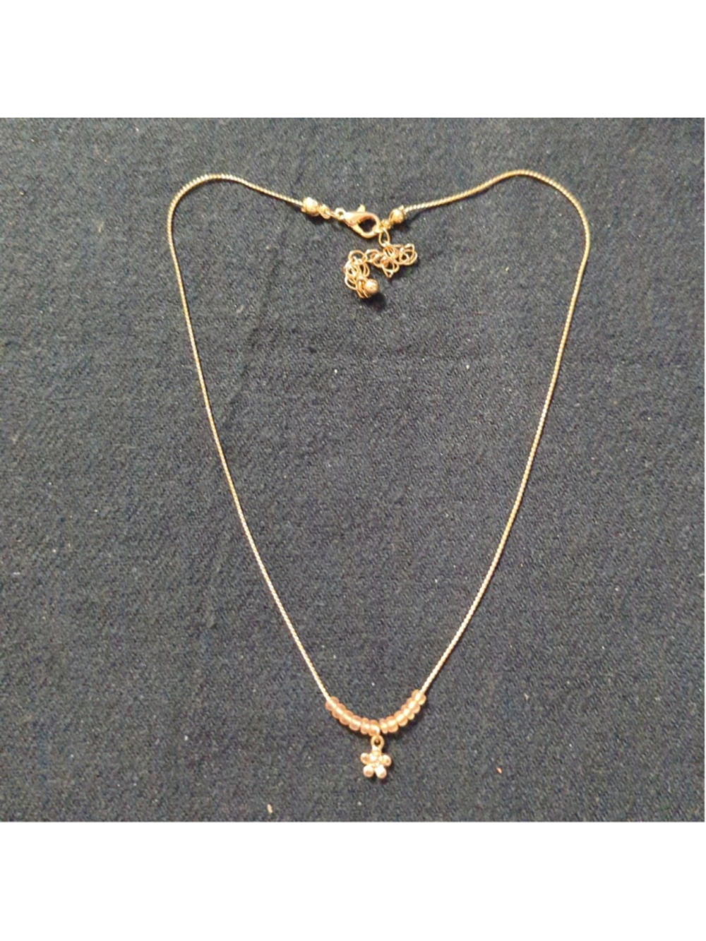Y2K Gold Tone Flower Peach Beaded Dainty Delicate Pendant Statement Necklace